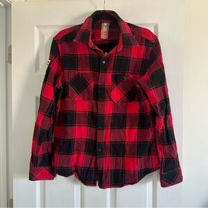 Size M Men’s Vintage Hudson Bay Red and Black Plaid Flannel Shirt